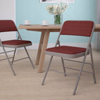 Flash Furniture HERCULES Series Curved Triple Braced & Double-Hinged Burgundy Patterned Fabric Metal Folding Chair-Double-Hinged
