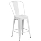 Flash Furniture 24" High Metal Indoor-Outdoor Counter Height Stool with Back - White-500 lb. Weight Capacity