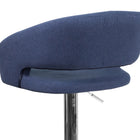 Flash Furniture Contemporary Blue Fabric Adjustable Height Barstool with Chrome Base (CH-122070-BLFAB-GG)-Height Adjustable Seat with Gas Lift