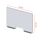 Mark Maker Modular Sneeze Guard Front - 42" W x 31.5" H panel 1/4" Clear Acrylic -2 12" aluminum bottom rails - with 4"x12" pass-Made from 1/4” clear acrylic.