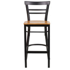 Flash Furniture HERCULES Series Black Two-Slat Ladder Back Metal Restaurant Barstool - Natural Wood Seat - 2 Pack-Set of 2 Metal Dining Bar Stools