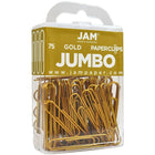 JAM Paper Coloured Jumbo Paper Clips, Large, Gold, 75 Pack (21832060)-Quantity: 75 Paperclips Per Box