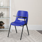 Flash Furniture Blue Ergonomic Shell Chair with Left Handed Flip-Up Tablet Arm-Left Handed Plastic Tablet Arm with pencil groove