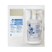 Wasip Single Eyewash Station with Empty Bottle-Made of high-impact plastic, this eyewash station is white, highly visible, and holds one 1L (32oz) eyewash bottle