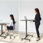 FitDesk Adjustable Mobile Standing Desk - Brown-Can support up to 18 pounds