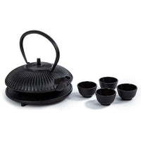 Truu Design 6-pc Japanese Style Antique Teapot Set, 0.8L, Cast Iron-Set: comes in a set of four teacups, a pot and a trivet, perfect for the afternoon tea