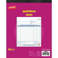 Staples Bilingual Quotation Forms - 50 Duplicates-Manifold books with flexible cover