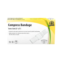 Wasip Compress Bandage - 2" x 2" - 2 Pack-Size: 5cm x 5cm