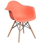 Flash Furniture Alonza Series Peach Plastic Chair with Wooden Legs-Peach Plastic Finish