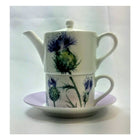 Roy Kirkham Tea for One Teapot with Tea Cup and Saucer - Thistles-Teapot Set