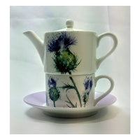 Roy Kirkham Tea for One Teapot with Tea Cup and Saucer - Thistles-Teapot Set