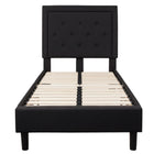 Flash Furniture Roxbury Twin Size Tufted Upholstered Platform Bed - Black Fabric-Platform Bed