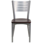 Flash Furniture HERCULES Series Silver Slat Back Metal Restaurant Chair - Mahogany Wood Seat-Metal Chair