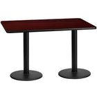 Flash Furniture 30'' x 60'' Rectangular Laminate Table Top, Mahogany with 18'' Round Table Height Bases (XUMA3060TR18)-Hospitality Table