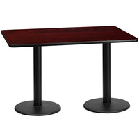 Flash Furniture 30'' x 60'' Rectangular Laminate Table Top, Mahogany with 18'' Round Table Height Bases (XUMA3060TR18)-Hospitality Table