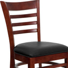 Flash Furniture HERCULES Series Ladder Back Mahogany Wood Restaurant Chair - Black Vinyl Seat-CA117 Fire Retardant Foam