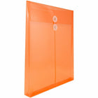 JAM Paper Plastic Envelopes, Button and String Tie Closure, Letter Open End, 9.75 x 11.75, Orange Poly, 12 Pack (1221560)-Opening: booklet