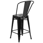 Flash Furniture Commercial Grade 24" High Black Metal Indoor-Outdoor Counter Height Stool with Back-Black Powder Coated Frame Finish