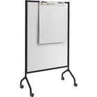 Safco Impromptu Full Whiteboard Stand-alone Protective Shield (Sneeze Guard) - 42" x 72" - Black Trim-Comes with accessory hooks for easel pads