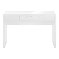 Monarch Specialties 7580 48" Computer Desk - High Glossy White/Storage Drawer-Perfect desk for all laptop or tablets; easily maintainable glossy white surface finished on all sides