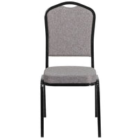 Flash Furniture HERCULES Series Crown Back Stacking Banquet Chair in Grey Fabric - Black Frame-Multipurpose Banquet Chair
