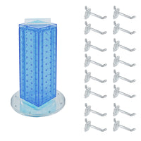 Azar Interlock Peg Tower with Revolving Base and Hooks - 4" x 4" x 12" - Blue-Sold in multiples of: 1