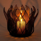Truu Design Beautiful Lotus Iron Candle Holder, 7.75 x 8.25 inches, Black-Elegant flower design, beautiful decorative piece for any living space