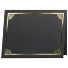 St. James Document/Certificate Holders - Gold Foil Border - Linen Finish - Black - 5 Pack - 83802-Easy to insert any letter size (8-1/2" x 11") documents into the die-cut corner slots