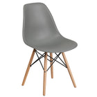 Flash Furniture Elon Series Plastic Chair with Wooden Legs - Moss Grey-Moss Grey Plastic Finish