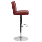 Flash Furniture Contemporary Burgundy Vinyl Adjustable Height Barstool with Panel Back & Chrome Base-Burgundy Vinyl Upholstery