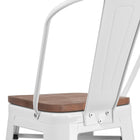Flash Furniture 30" High Metal Barstool with Back & Wood Seat - White-Galvanized Steel Construction with Cross Brace under seat for extra stability