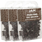 JAM Paper Push Pins, Chocolate Brown Pushpins, 3 Packs of 100, 300 Total (222419049g)-Chocolate brown