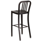 Flash Furniture 30" High Black-Antique Gold Metal Indoor-Outdoor Barstool with Vertical Slat Back-Black-Antique Gold Powder Coat Finish