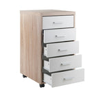 Winsome 18556 Kenner Mobile Storage Cabinet, 5 Drawers, Reclaimed Wood/White Finish-Overall dimensions: 15.75"W x 18.3"D x 29.25"H