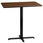 Flash Furniture 24'' x 42'' Rectangular Laminate Table Top, Walnut with 22'' x 30'' Bar-Height Table Base (XUWA2442T2230B)-Bar Height Hospitality Table