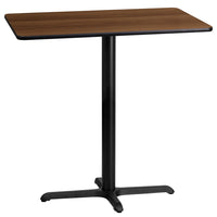 Flash Furniture 24'' x 42'' Rectangular Laminate Table Top, Walnut with 22'' x 30'' Bar-Height Table Base (XUWA2442T2230B)-Bar Height Hospitality Table