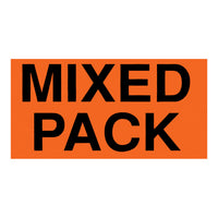 SPC Mixed Pack Label - 2" x 4" - Black on Fluorescent Red - 500 Pack-Label Description "Mixed Pack"