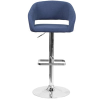 Flash Furniture Contemporary Blue Fabric Adjustable Height Barstool with Chrome Base (CH-122070-BLFAB-GG)-Contemporary Style Stool