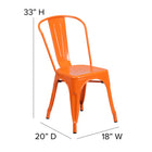 Flash Furniture Orange Metal Indoor-Outdoor Stackable Chair-Cross Brace under seat provides extra stability