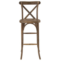 Flash Furniture HERCULES Series Dark Antique Wood Cross Back Barstool-Stackable Bistro Style Stool