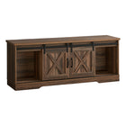Monarch Specialties 2748 Tv Stand - 60"L/Brown Reclaimed-Look/2 Sliding Doors-Modern-farmhouse style 60-inch TV stand with open and closed storage in a brown reclaimed wood-look finish