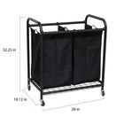 Oceanstar DLS1392 2-Bag Rolling Laundry Sorter, Bronze-Black PU fiber bags to withstand big loads of laundry and clean look