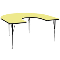 Flash Furniture 60"W x 66"L Horseshoe Yellow Thermal Laminate Activity Table - Standard Height Adjustable Legs-Collaborative Horseshoe Shaped Activity Table