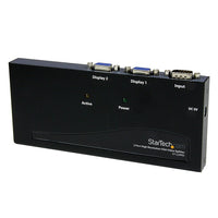 StarTech High Resolution VGA Video Splitter, 350 MHz, 2 Port-An integrated signal amplifier boosts your connection range to 210 feet (65 meters)