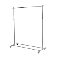 Futech A02L Rolling Garment Rack, 42"W x 43"-68"H, Chrome Rod / Silver Base, Metal-Size: 42"W
