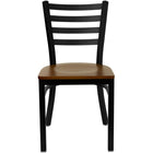 Flash Furniture HERCULES Series Black Ladder Back Metal Restaurant Chair - Cherry Wood Seat - 2 Pack-Set of 2 Metal Dining Chairs