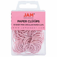 JAM Paper Colored Circular Paper Clips - Baby Pink - 2 Packs of 50-Color: Light Baby Pink