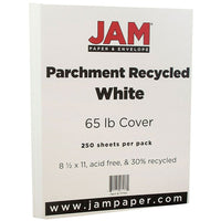 JAM Paper Parchment Cardstock, 8.5 x 11, 65lb White Recycled, 250/ream (171114B)-White parchment