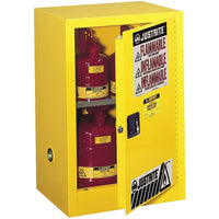 Justrite Countertop and Compac Sure-Grip Ex Safety Cabinets, 1 Door, Self-Closing, Compac, 15 Gal, 23 1/4" x 18" x 44"-Improved access to often used liquids, without compromising safety