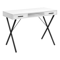 Monarch Specialties 7790 42" Computer Desk - White/Black Metal-Perfect multi-use computer desk for all laptop or tablets; easy maintainable surface in a modern white finish